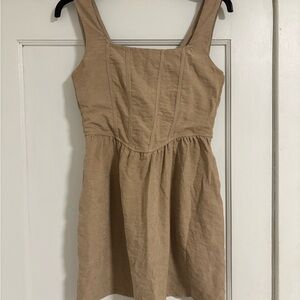 Chic Tan Sleeveless Mini Dress